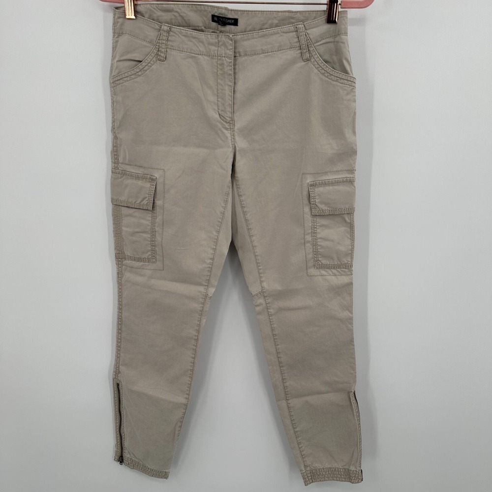 Eileen Fisher Cargo Pants Women's 4 Beige Regular Fit Comfort Mid Rise Ankle Zip - Picture 2 of 12
